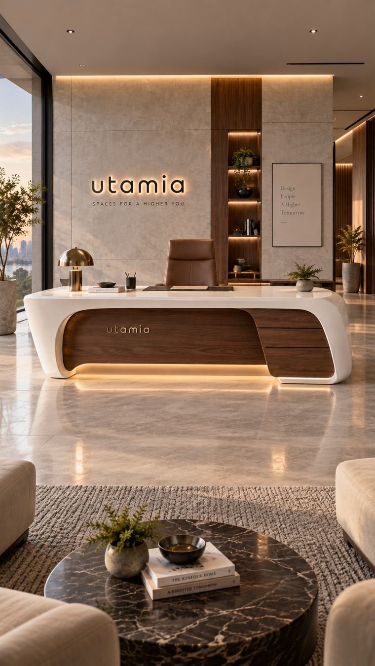 Bureau de direction Corian et noyer