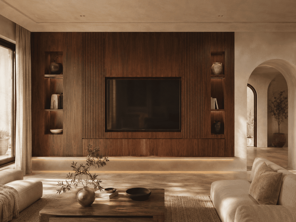 Habillage mural TV sur mesure en bois