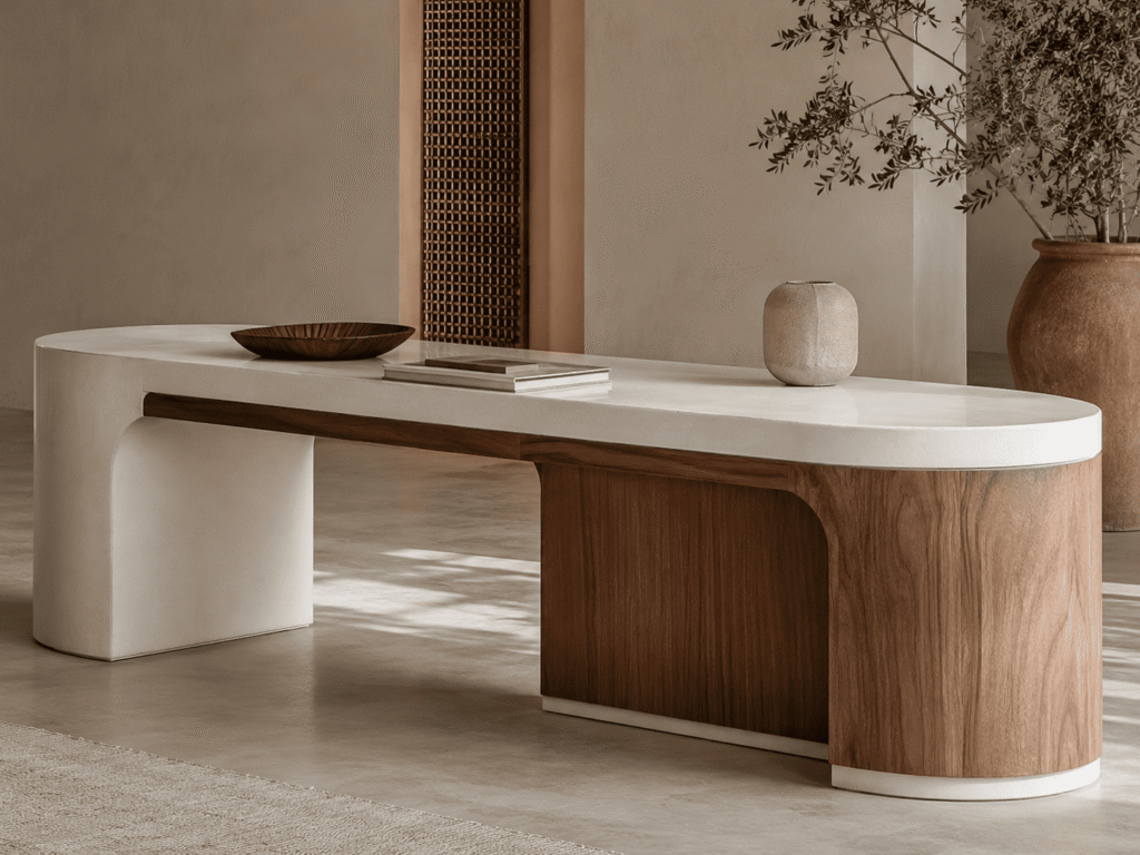 Table sur mesure associant bois et Corian