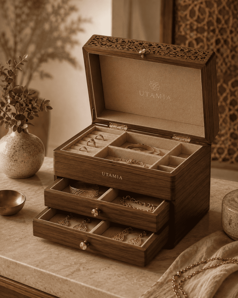 Coffret à bijoux classique en bois